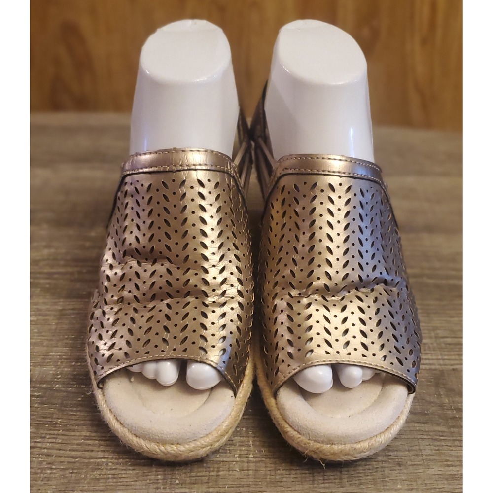 Earth Spirit Espadrille Wedge Shoes Women's Size 7 Gold - Picture 2 of 12